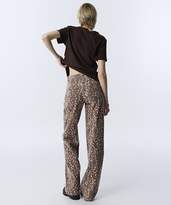 DESENLİ BARREL JEAN PANTOLON-TW6260018023074-Kahverengi-Jean Pantolon
