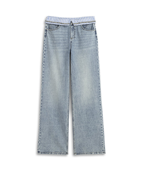 HOTFIX Lİ KONTRAST BEL JEAN PANTOLON-TW6260018040629-İndigo-Jean Pantolon
