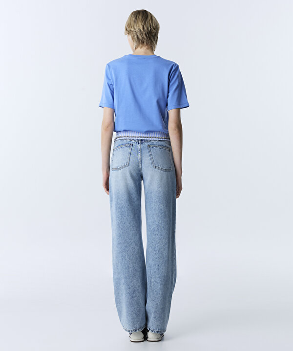 HOTFIX Lİ KONTRAST BEL JEAN PANTOLON-TW6260018040629-İndigo-Jean Pantolon