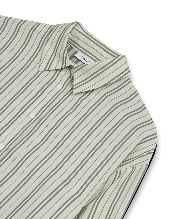 ÇİZGİLİ OVERSIZE GÖMLEK-TW6260025122018-Ekru-GOMLEK