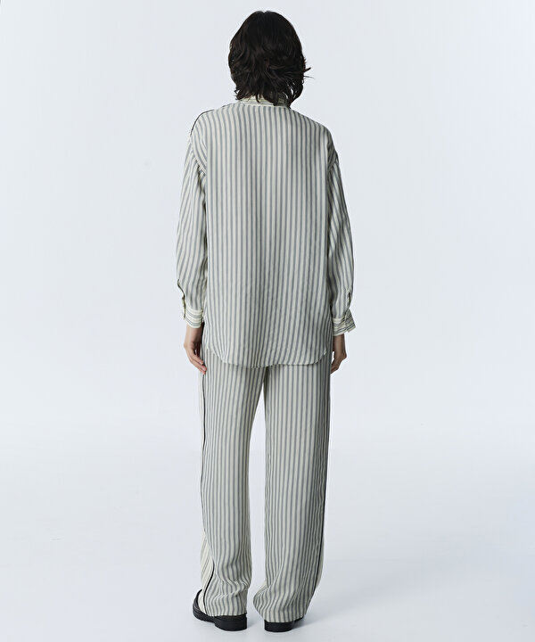 ÇİZGİLİ OVERSIZE GÖMLEK-TW6260025122018-Ekru-GOMLEK