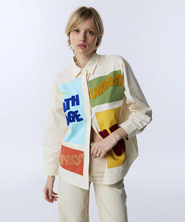 PATCH Lİ COLORBLOCK GÖMLEK-TW6260025126018-Ekru-GOMLEK