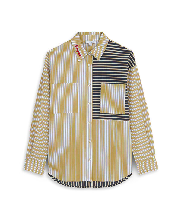 NAKIŞLI COLORBLOCK GÖMLEK -TW6260025131053-Tütün-GOMLEK