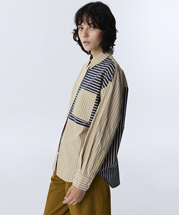 NAKIŞLI COLORBLOCK GÖMLEK -TW6260025131053-Tütün-GOMLEK