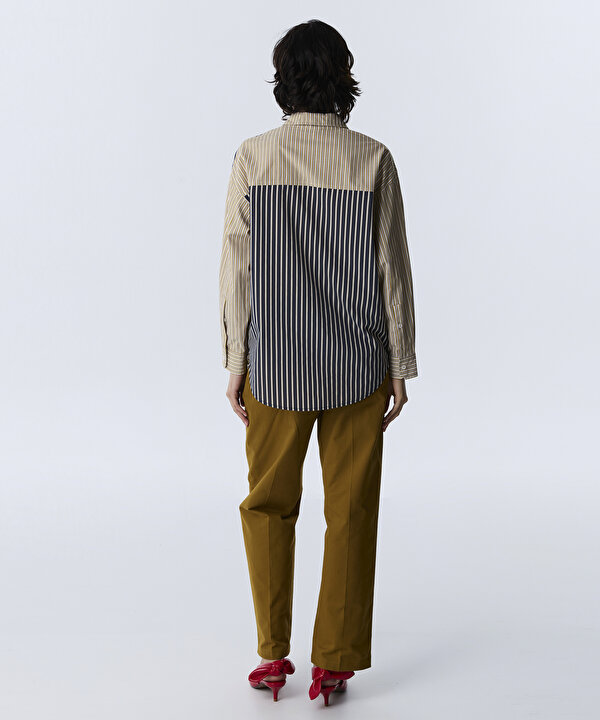 NAKIŞLI COLORBLOCK GÖMLEK -TW6260025131053-Tütün-GOMLEK