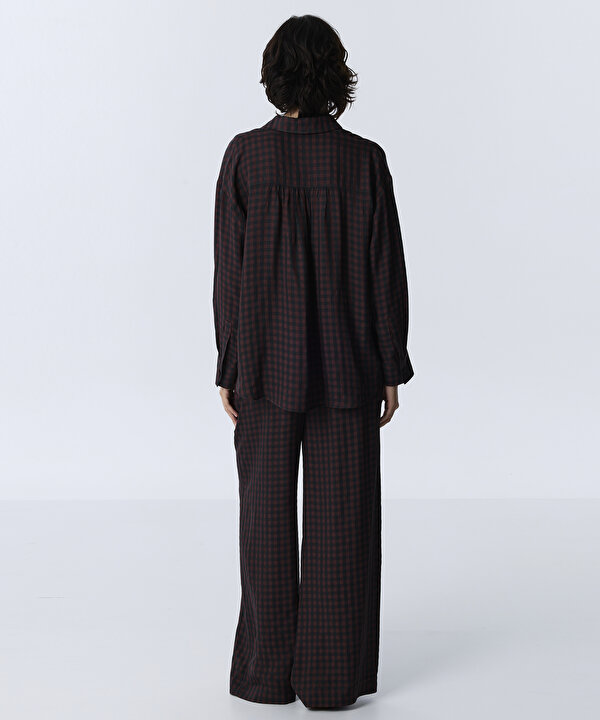 PÖTİKARE DESEN OVERSIZE GÖMLEK -TW6260025156008-Mürdüm-GOMLEK
