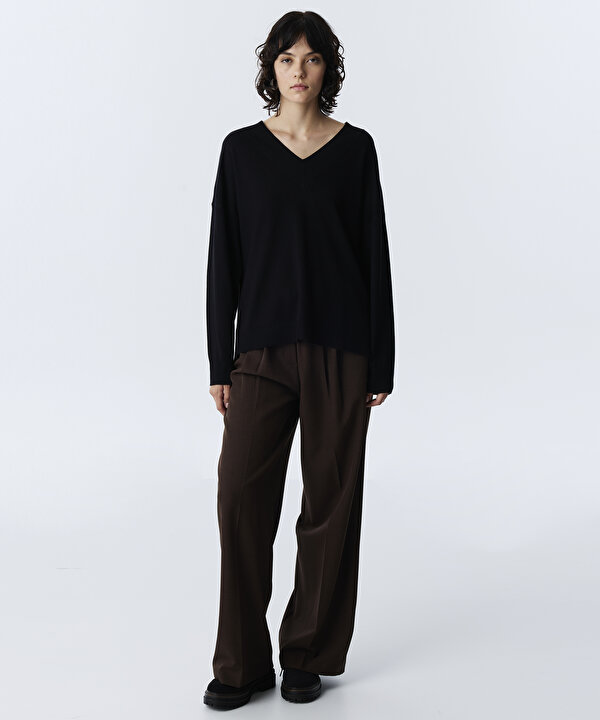 V YAKA TRİKO-TW6260050164001-Siyah-Triko