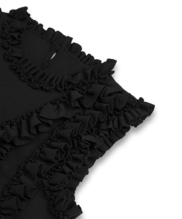 FIRFIR ŞERİTLİ CROP TRİKO-TW6260050174001-Siyah-Triko