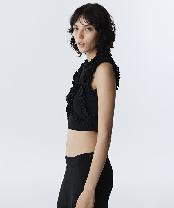 FIRFIR ŞERİTLİ CROP TRİKO-TW6260050174001-Siyah-Triko