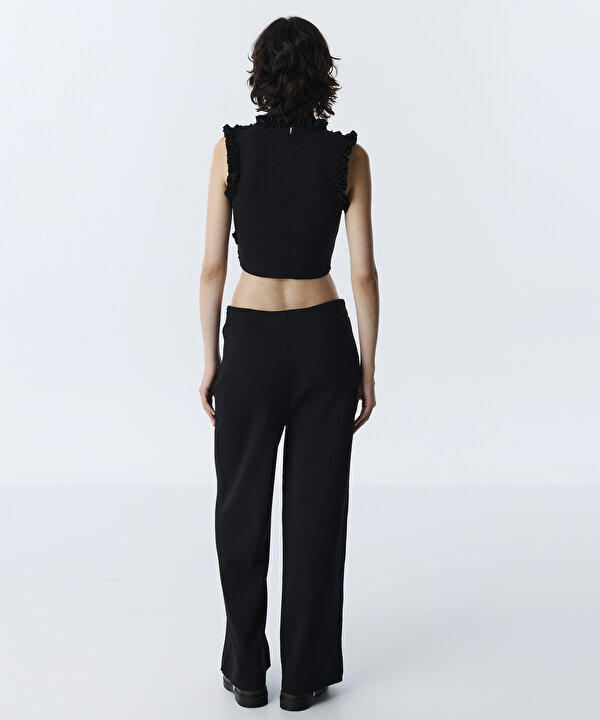 FIRFIR ŞERİTLİ CROP TRİKO-TW6260050174001-Siyah-Triko