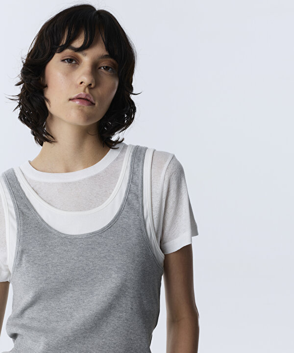 COLORBLOCK KATMANLI TİŞÖRT-TW6260070121005-Gri-Tişört