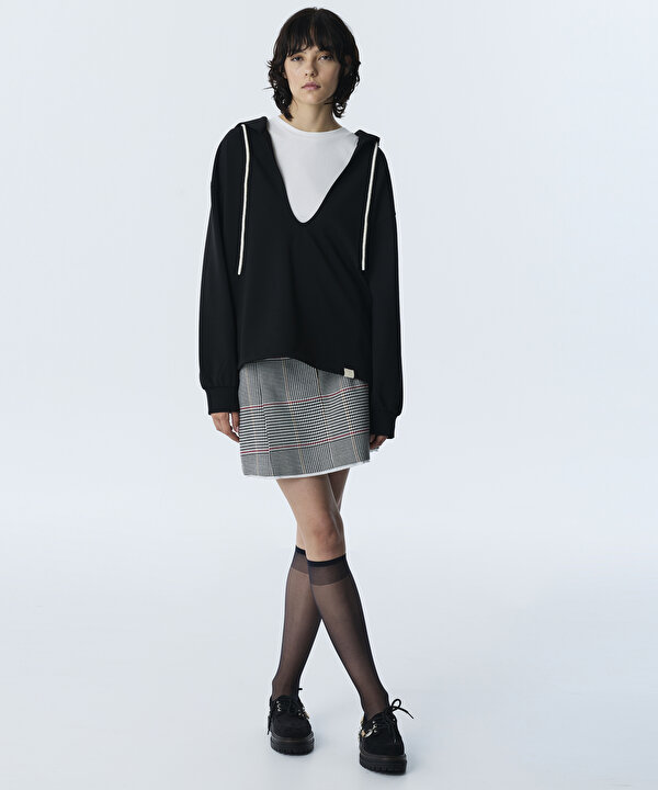 KAPÜŞONLU ÇİFT PARÇA SWEATSHIRT-TW6260091106001-Siyah-SWEATSHIRT