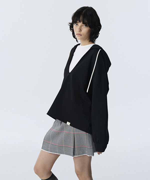 KAPÜŞONLU ÇİFT PARÇA SWEATSHIRT-TW6260091106001-Siyah-SWEATSHIRT
