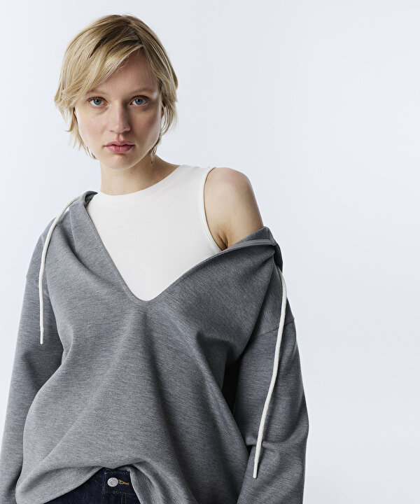 KAPÜŞONLU ÇİFT PARÇA SWEATSHIRT-TW6260091106036-Antrasit-SWEATSHIRT
