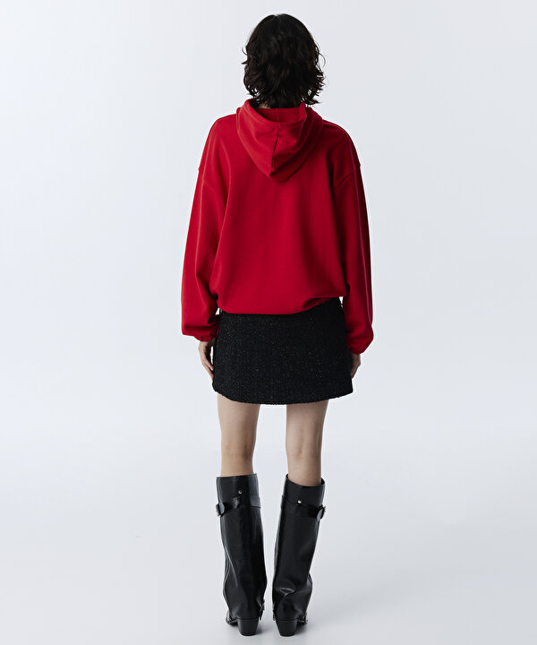 SUNİ İNCİ SLOGANLI SWEATSHIRT-TW6260091119034-Kırmızı-SWEATSHIRT