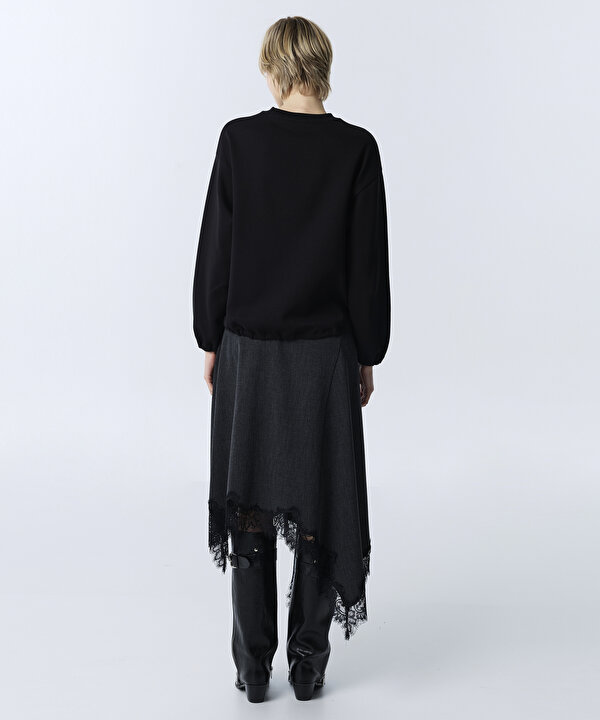 BASKILI VE BONCUK SLOGANLI SWEATSHIRT-TW6260091125001-Siyah-SWEATSHIRT