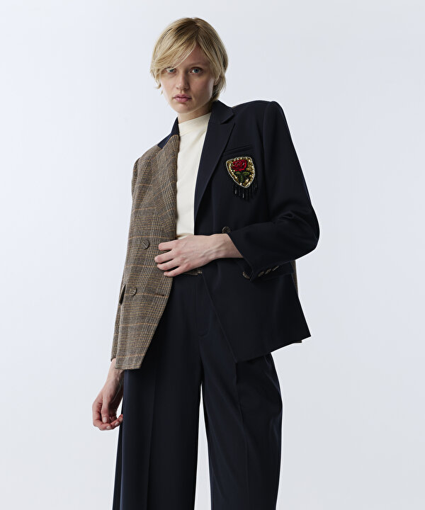 EKOSE DESEN MIX PATCH Lİ BLAZER-TW6260106101015-Lacivert-Blazer
