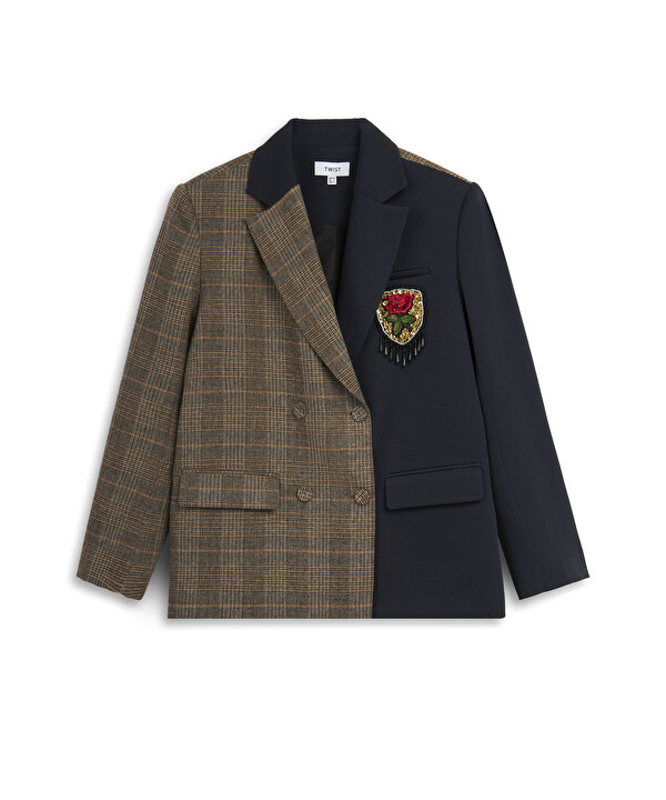 EKOSE DESEN MIX PATCH Lİ BLAZER-TW6260106101015-Lacivert-Blazer