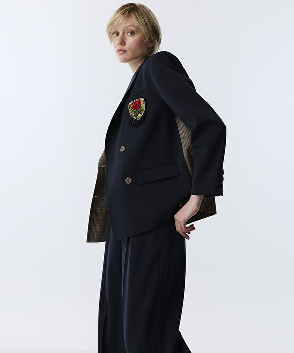 EKOSE DESEN MIX PATCH Lİ BLAZER-TW6260106101015-Lacivert-Blazer