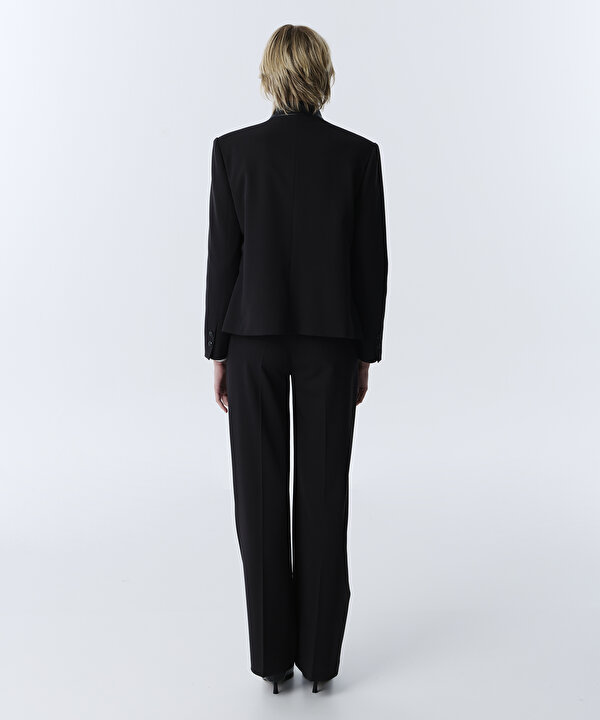 KONTRAST YAKA ASİMETRİK BLAZER-TW6260106118001-Siyah-Blazer