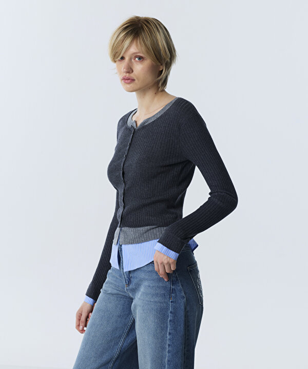 COLORBLOCK HIRKA-TW6260150121036-Antrasit-Hırka