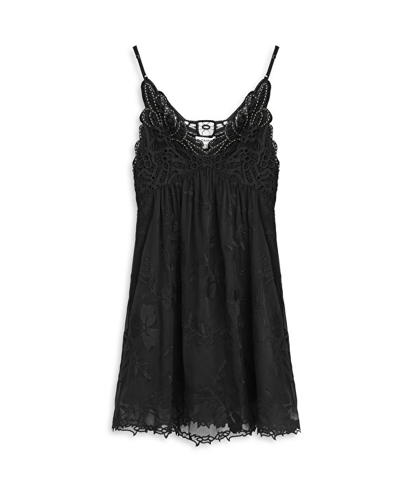 BRODELİ VE NAKIŞLI ELBİSE-TS1260002272001-Siyah-Elbise