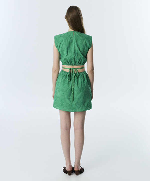 NAKIŞLI CUTOUT ELBİSE-TS1260002279070-Yeşil-Elbise