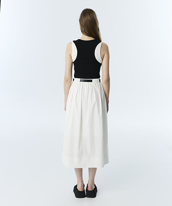 KEMERLİ COLORBLOCK ELBİSE-TS1260002293018-Ekru-Elbise