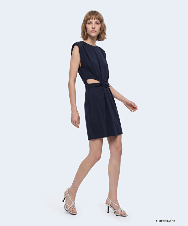 VATKALI CUTOUT ELBİSE-TS1260002664015-Lacivert-Elbise