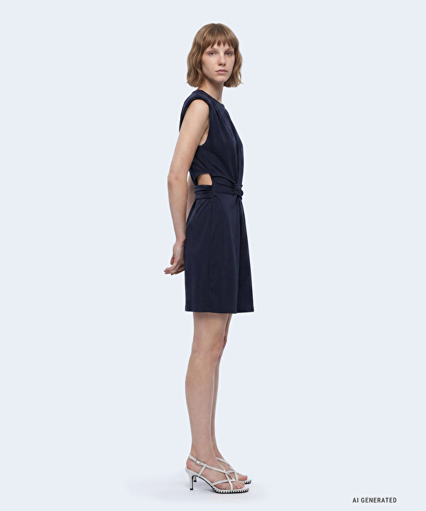 VATKALI CUTOUT ELBİSE-TS1260002664015-Lacivert-Elbise