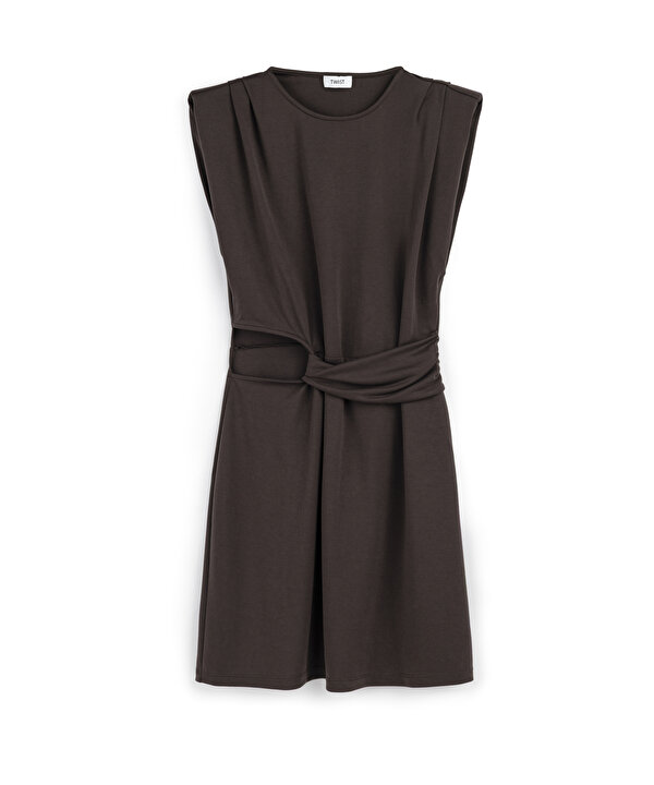 VATKALI CUTOUT ELBİSE-TS1260002664074-Kahverengi-Elbise