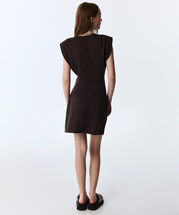 VATKALI CUTOUT ELBİSE-TS1260002664074-Kahverengi-Elbise