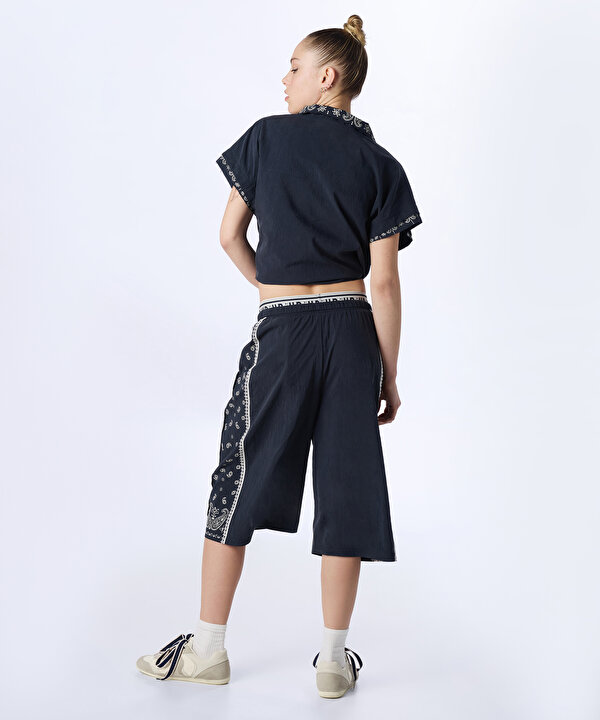 DESEN MIX WIDE LEG BERMUDA-TS1260003132015-Lacivert-Pantolon