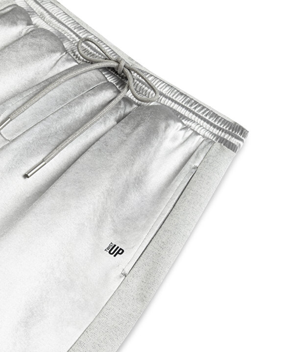 PARLAK DOKULU WIDE LEG PANTOLON-TS1260003134005-Gri-Pantolon
