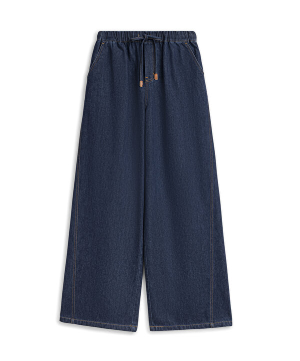 ELASTİK BEL JEAN PANTOLON-TS1260003143629-İndigo-Pantolon