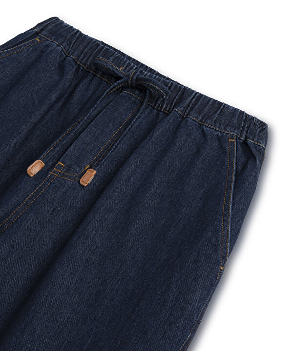 ELASTİK BEL JEAN PANTOLON-TS1260003143629-İndigo-Pantolon