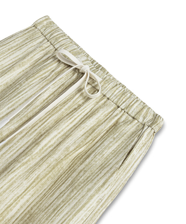 KONTRAST KORDONLU DESENLİ PANTOLON-TS1260003180023-Bej-Pantolon