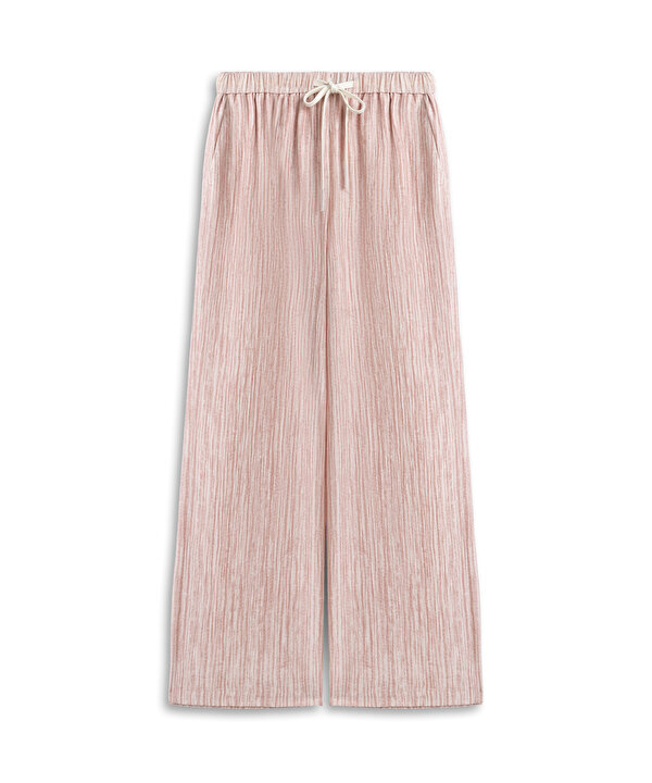 KONTRAST KORDONLU DESENLİ PANTOLON-TS1260003180033-Pembe-Pantolon