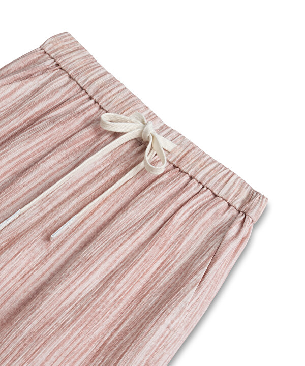 KONTRAST KORDONLU DESENLİ PANTOLON-TS1260003180033-Pembe-Pantolon