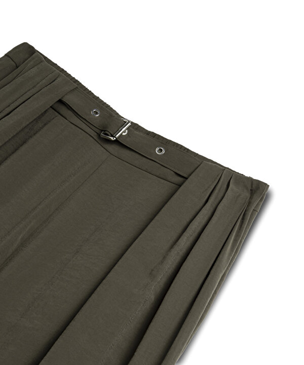 PİLELİ WIDE LEG PANTOLON-TS1260003258074-Kahverengi-Pantolon