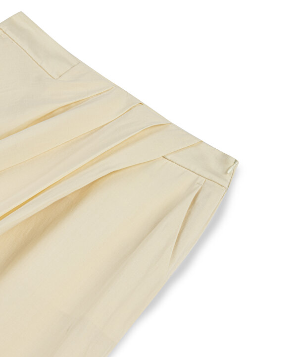 DRAPELİ BARREL FİT PANTOLON-TS1260003417AB1-Yağ-Pantolon