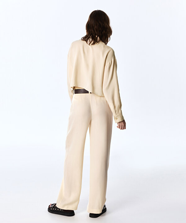 DRAPELİ BARREL FİT PANTOLON-TS1260003417AB1-Yağ-Pantolon