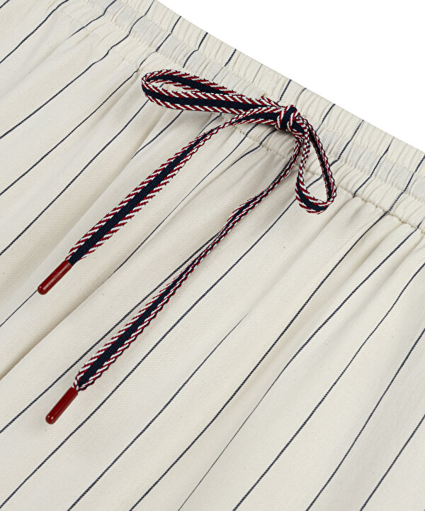 ÇİZGİLİ WIDE LEG PANTOLON-TS1260003418002-Beyaz-Pantolon