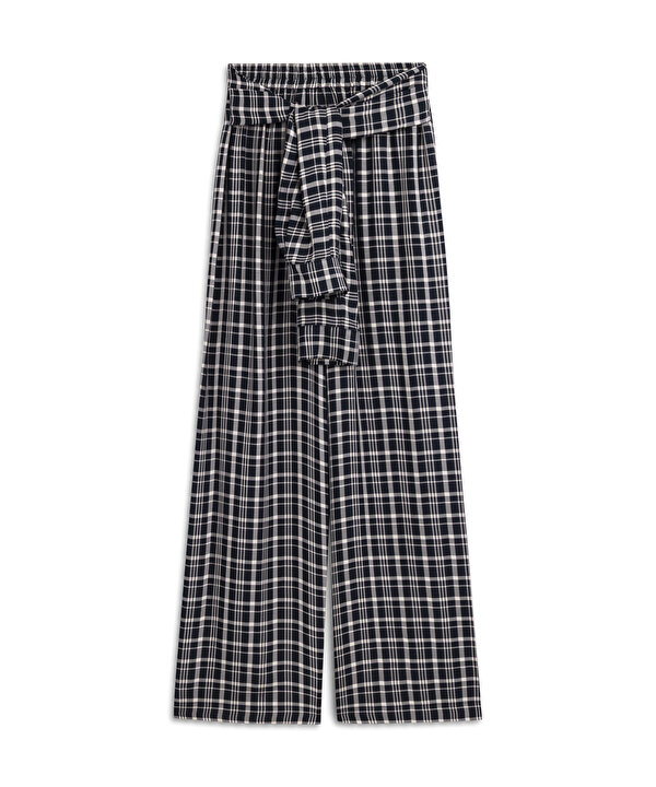 BELDEN BAĞLAMALI WIDE LEG PANTOLON-TS1260003419015-Lacivert-Pantolon