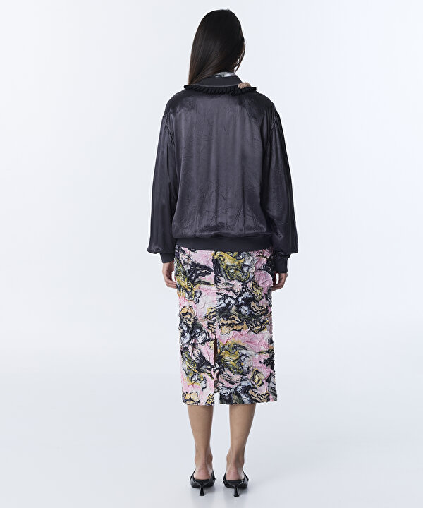 PARLAK DOKULU FIRFIRLI BOMBER CEKET-TS1260005066036-Antrasit-Ceket