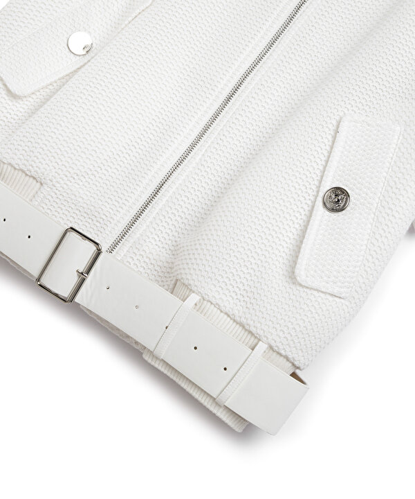 KEMERLİ BOMBER CEKET-TS1260005095018-Ekru-Ceket