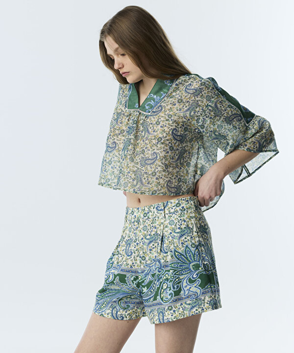 ŞAL DESEN MIX BLUZ-TS1260006100070-Yeşil-Bluz