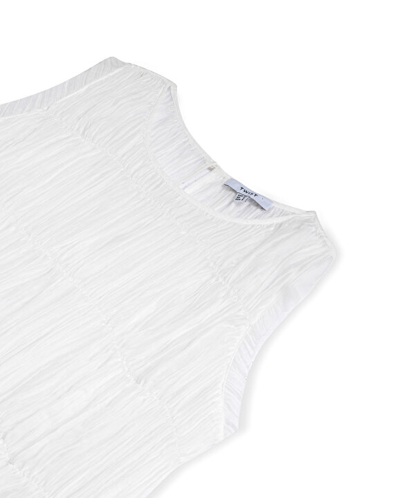 POPLİN MIX KIRIŞIK EFEKTLİ BLUZ-TS1260006151018-Ekru-Bluz