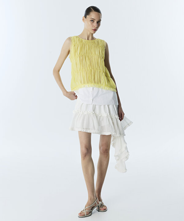 KUMAŞ MIX COLORBLOCK BLUZ-TS1260006171009-Sarı-Bluz