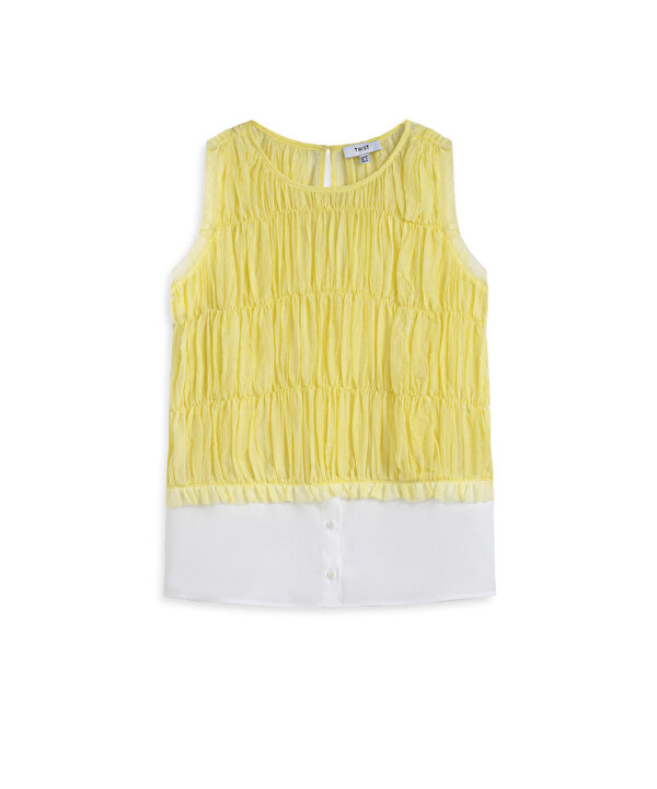KUMAŞ MIX COLORBLOCK BLUZ-TS1260006171009-Sarı-Bluz